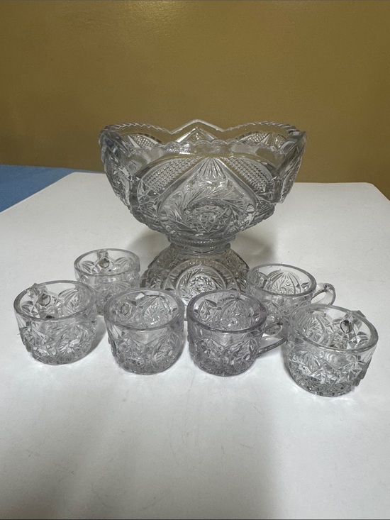 EAPG Other - Miniature Punch Bowl Set Clear Pressed Glass EAPG Style Glassware